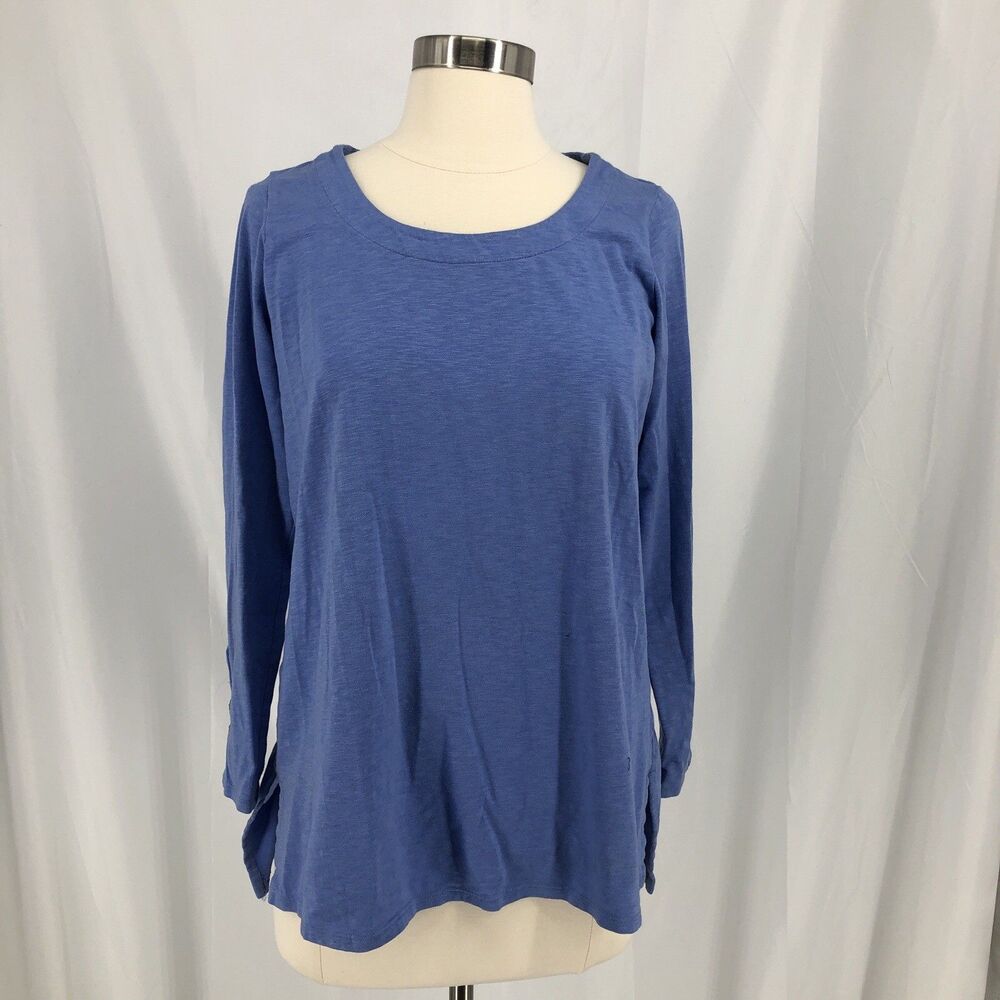 J Jill Long Sleeve Casual Shirt Blue Round Neck Womens SP